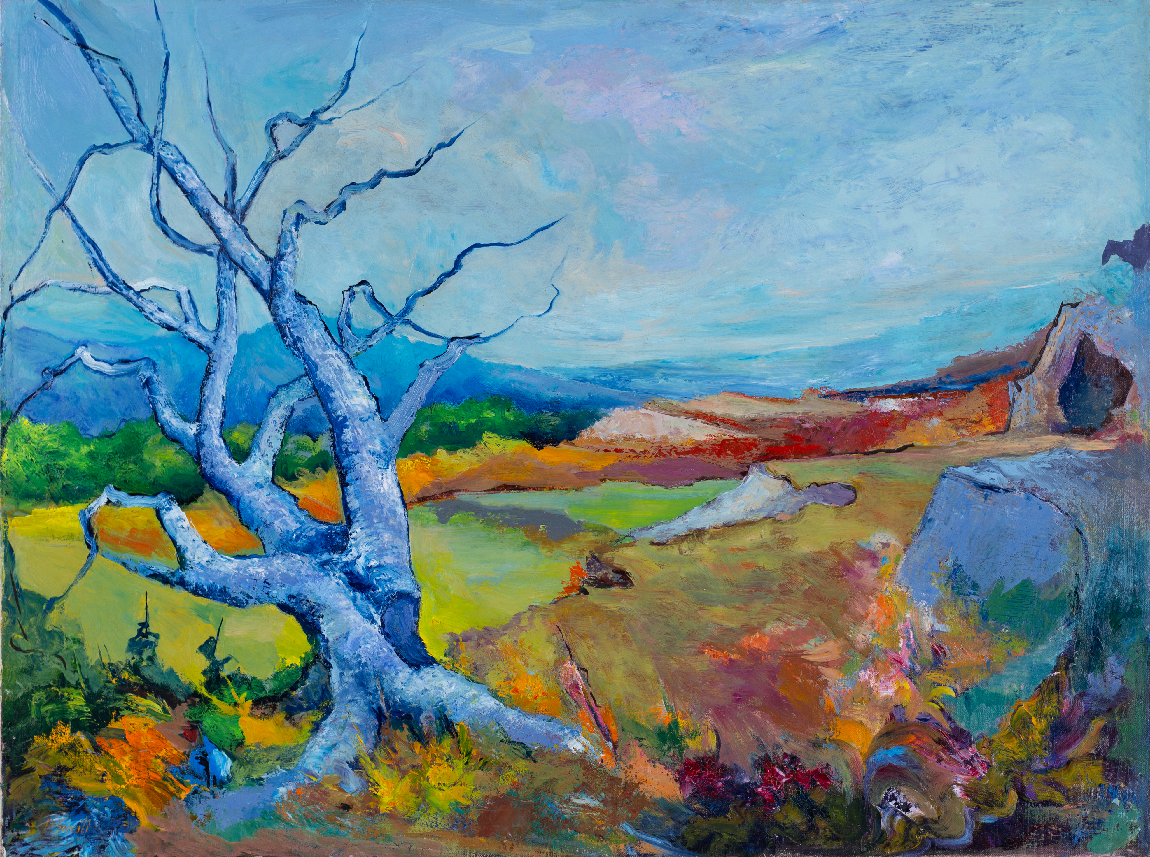 Paolo Salvati - Albero blu, 1973-1974, olio su tela, 60 x 80 cm